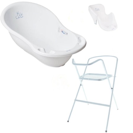 Seturi cadite 102 cm - Set pachet cadita alb Bunny 102 cm + suport anatomic si suport metalic