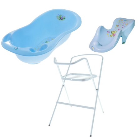 Seturi cadite 102 cm - Set pachet cadita albastru zt 102 cm+ suport anatomic si suport metalic