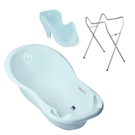 Baie - Set pachet cadita Duck 86 cm Albastru + suport anatomic si suport universal