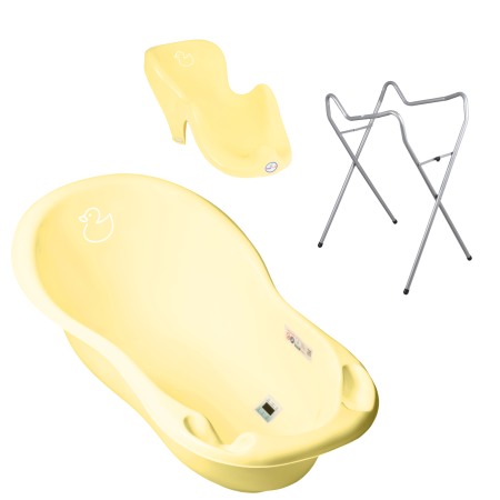 Baie - Set pachet cadita Duck 86 cm Galben + suport anatomic si suport universal