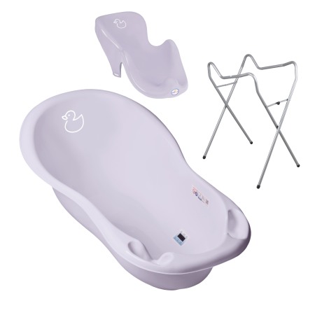 Baie - Set pachet cadita Duck 86 cm Lila + suport anatomic si suport universal