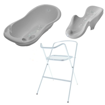 Seturi cadite 102 cm - Set pachet cadita gri Bufnita 102 cm + suport anatomic si suport metalic