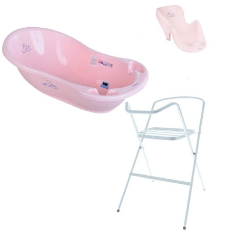 Seturi cadite 102 cm - Set pachet cadita roz Bunny 102 cm + suport anatomic si suport metalic