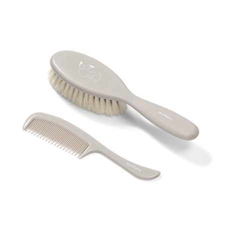 Accesorii ingrijire copii - Set perie par natural super moale si pieptan bej Babyono 568/03