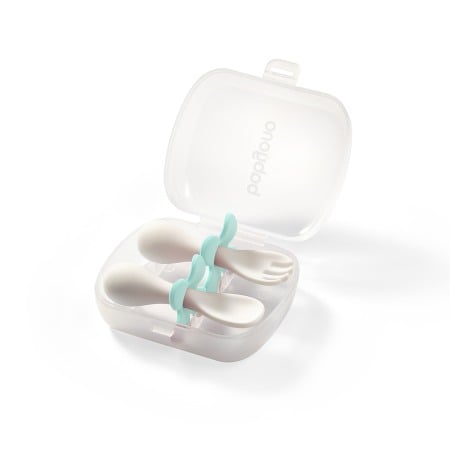 Articole hranire bebelusi - Set tacamuri ergonomice copii, verde, Babyono 969/04