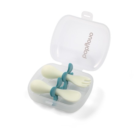 Articole hranire bebelusi - Set tacamuri ergonomice verde Babyono 969/02