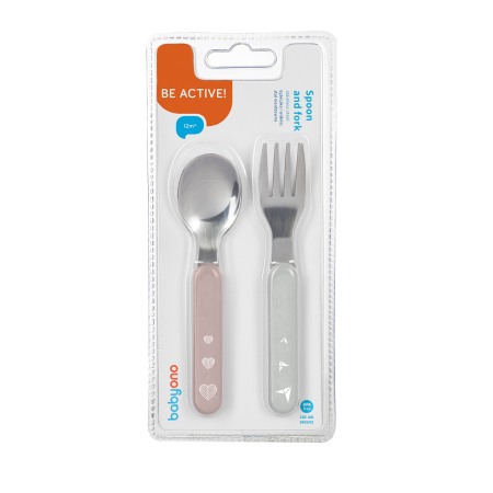 Articole hranire bebelusi - Set tacamuri, lingurita si furculita din inox  Babyono1065/02