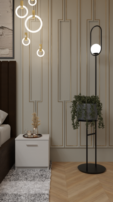 Dormitor Cairo Pat Tapitat Dressing 200x200 Alb [3]