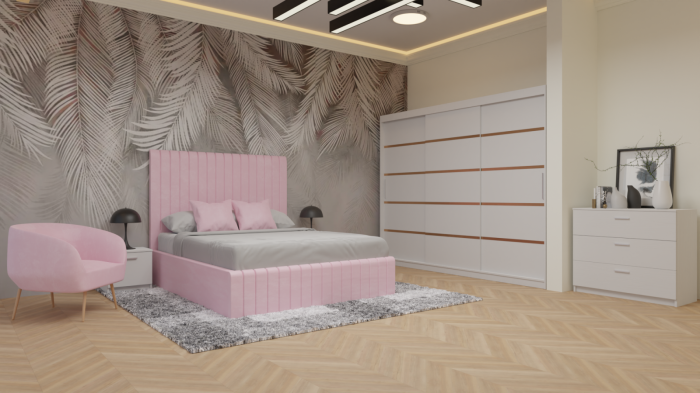 Dormitor Cairo Tapitat Dressing 250x200 3 Usi Alb [20]