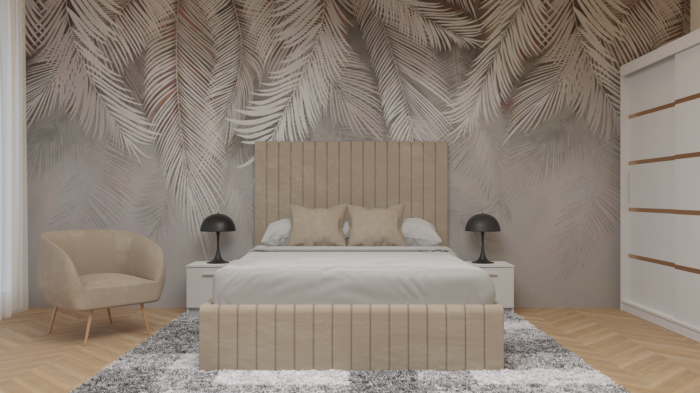 Dormitor Cairo Tapitat Dressing 250x200 3 Usi Alb [7]