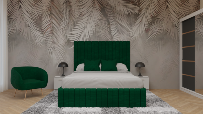 Dormitor Cairo Tapitat Dressing 250x200 3 Usi Cu Oglinda Alb&Gri Antracit [7]