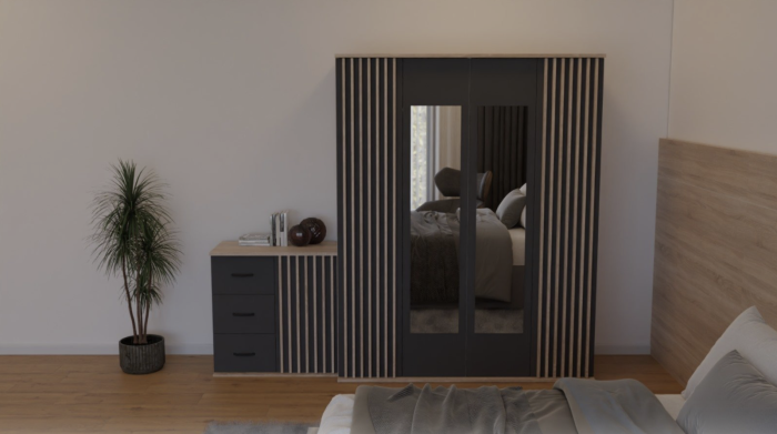 Dormitor Dallas Cu Pat Nobless Tapitat Gri [3]