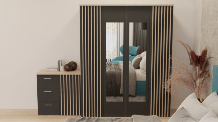 Dormitor Dallas cu Pat Nobless Tapițat Turcoaz [2]