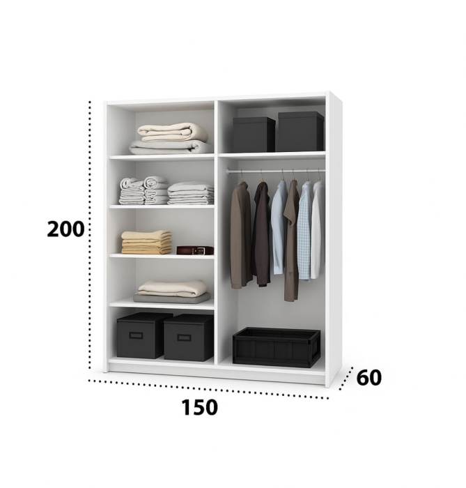 Dormitor Maldive cu Dressing Tapițat 150x200+Oglinda [2]