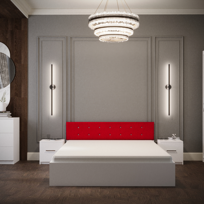 Dormitor Monticelli Alb&Rosu Tapitat 3 Usi cu Oglinda [2]