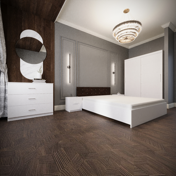 Dormitor Monticelli Alb&Wenge Tapitat 2 Usi [1]