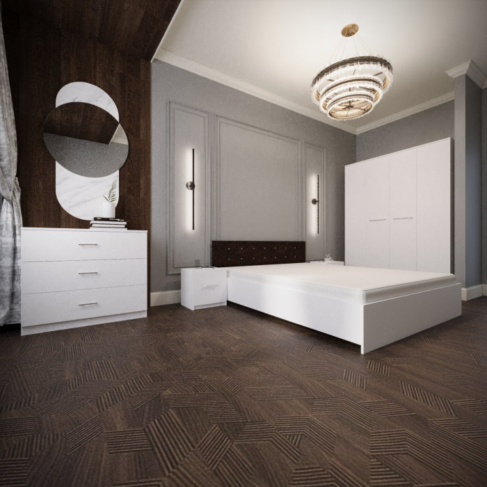 Dormitor Monticelli Alb&Wenge Tapitat 4 Usi [1]