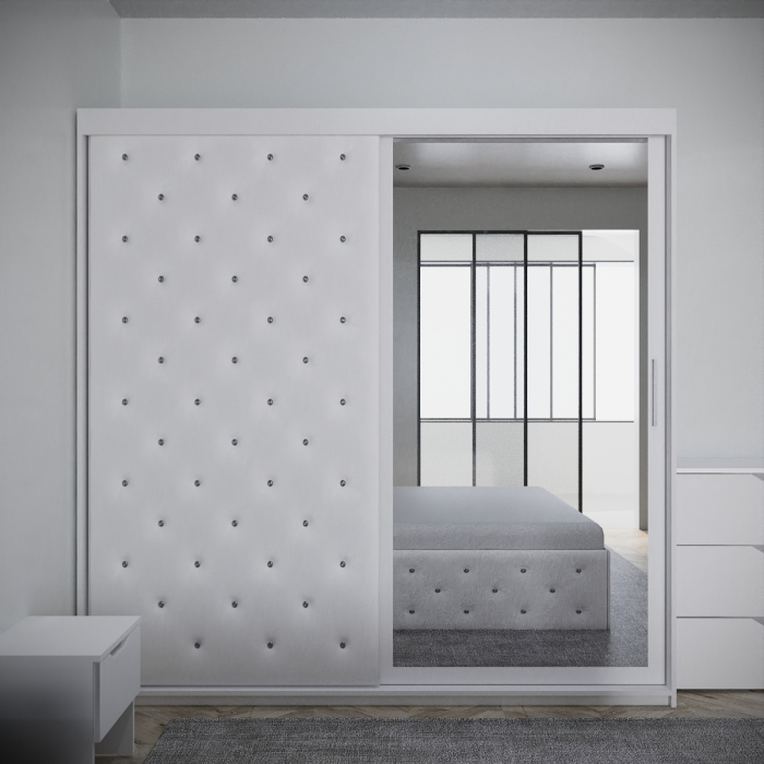 Dormitor Monticelli New Alb Tapitat 2 Usi cu Oglinda [4]