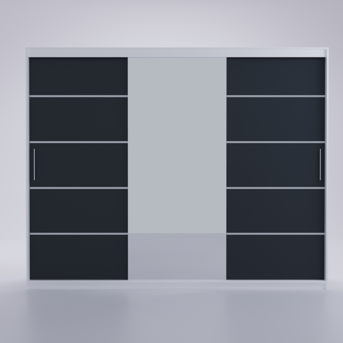 Dressing Emporio Alb cu uși glisante Antracit 250x200 [3]