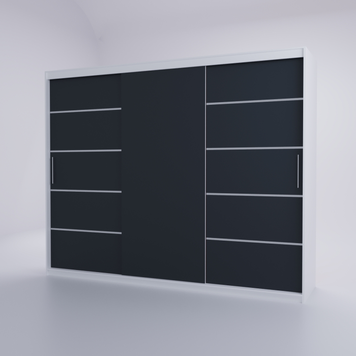 Dressing Emporio Alb cu uși glisante Antracit 250x200 [3]