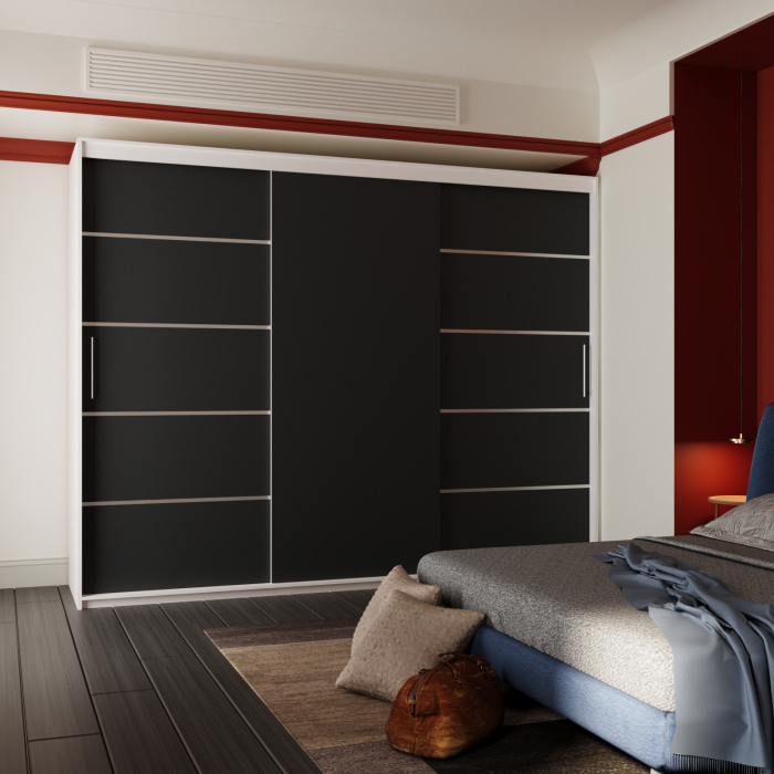 Dressing Emporio Alb cu uși glisante Antracit 250x200 [2]