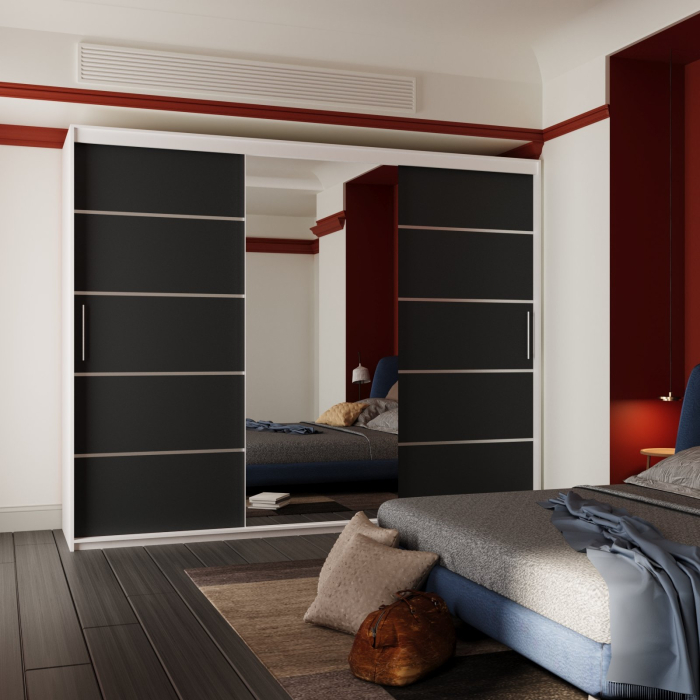 Dressing Emporio Alb cu uși glisante Antracit 250x200 [2]