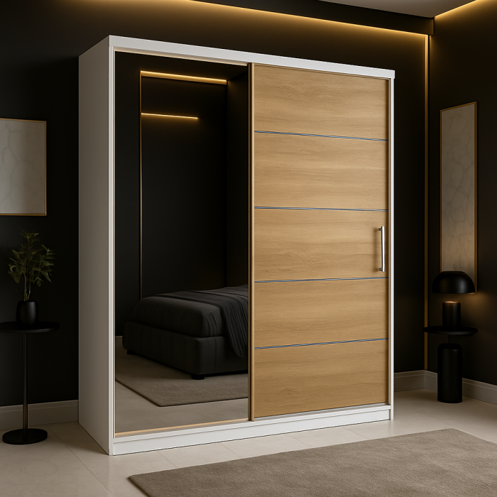 Dressing Emporio Alb cu uși glisante Sonoma 150x200 [1]