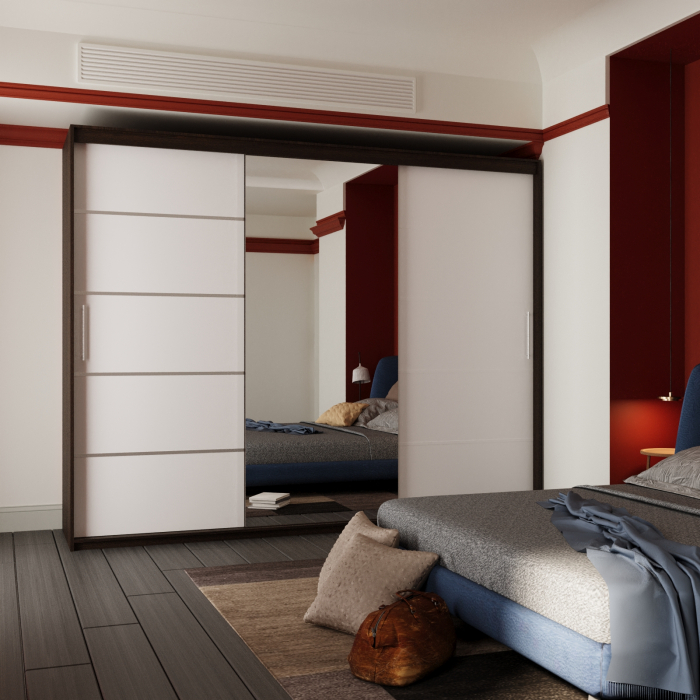 Dressing Emporio Wenge cu uși glisante Albe 250x200 [2]