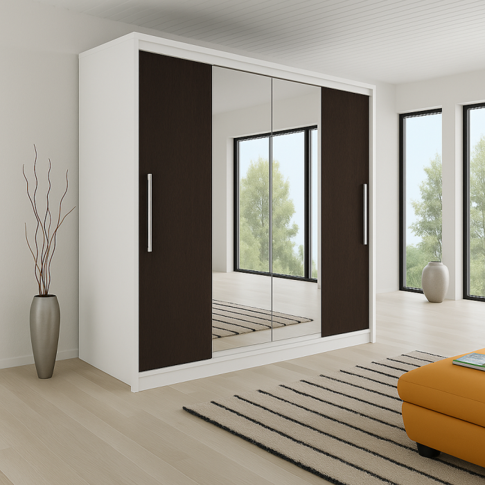 Dressing Monaco Alb cu uși glisante Wenge 200x200 [1]