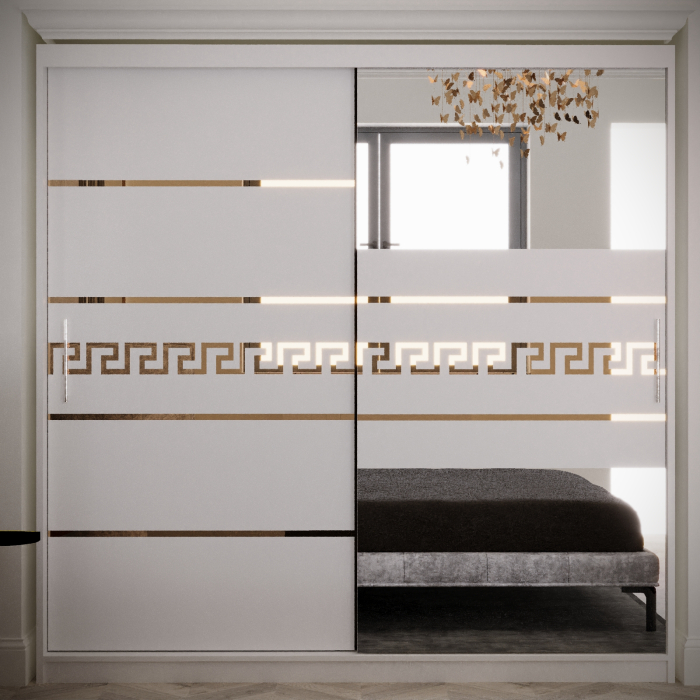 Dulap Kenzo Gold cu Oglinda Alb 200*200 [1]