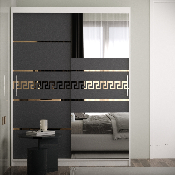 Dulap Kenzo Gold cu Oglinda Alb&Antracit [1]