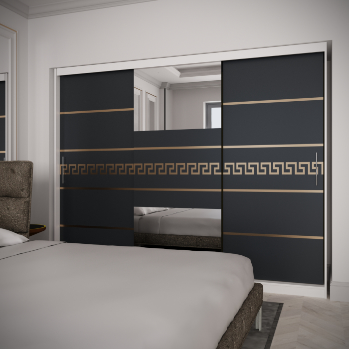 Dulap Kenzo Gold cu Oglinda Alb&Antracit 230*200 [2]