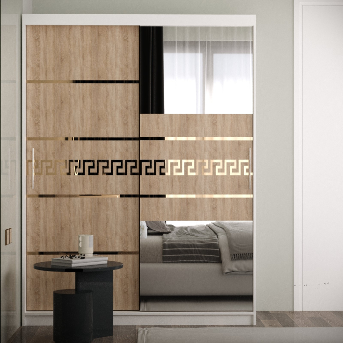 Dulap Kenzo Gold cu Oglinda Alb&Sonoma [1]