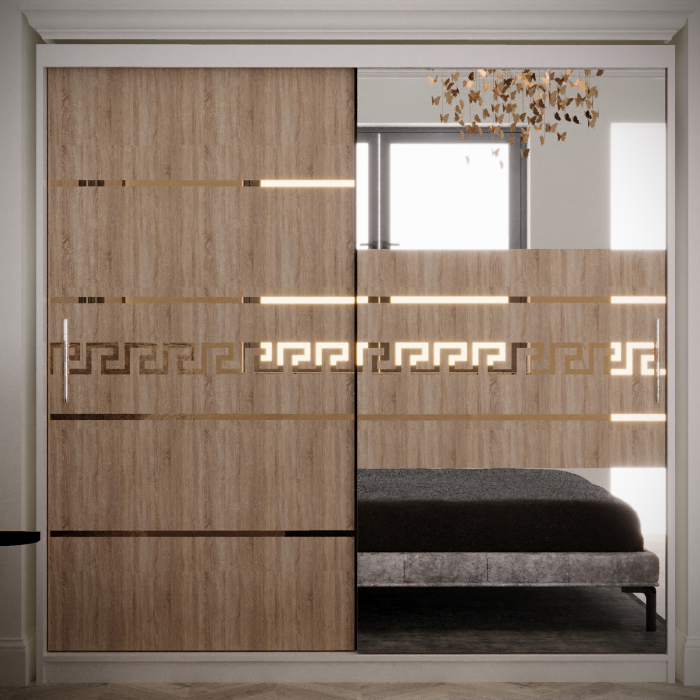 Dulap Kenzo Gold cu Oglinda Alb&Sonoma 200*200 [1]