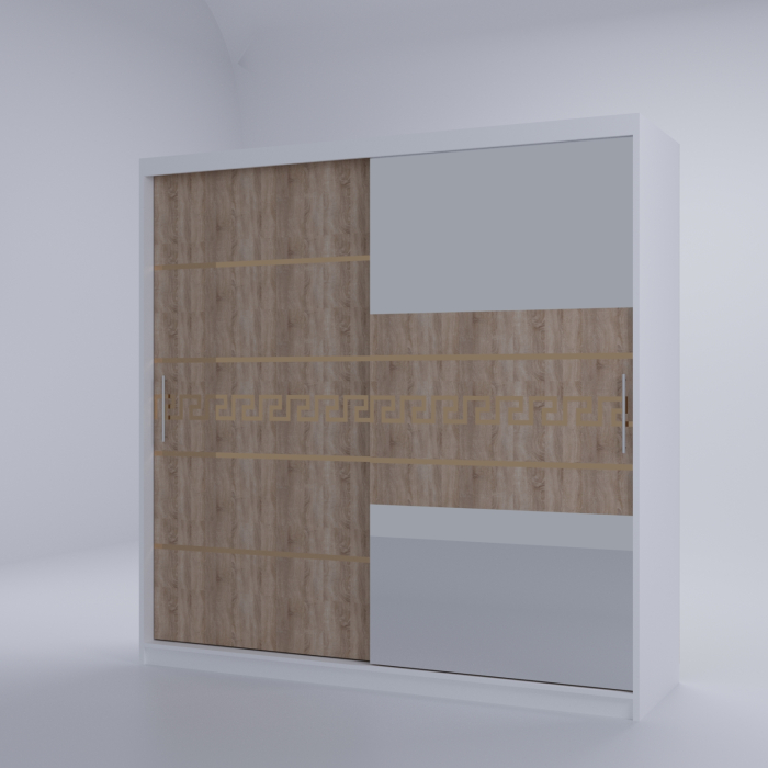 Dulap Kenzo Gold cu Oglinda Alb&Sonoma 200*200 [3]