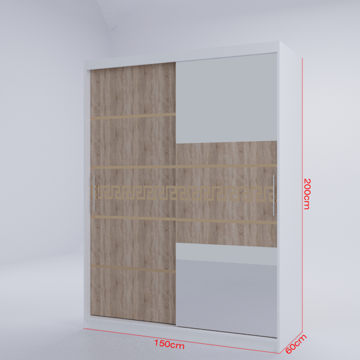 Dulap Kenzo Gold cu Oglinda Alb&Sonoma [5]