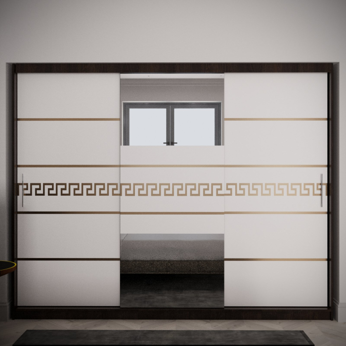 Dulap Kenzo Gold cu Oglinda Wenge&Alb 230*200 [1]