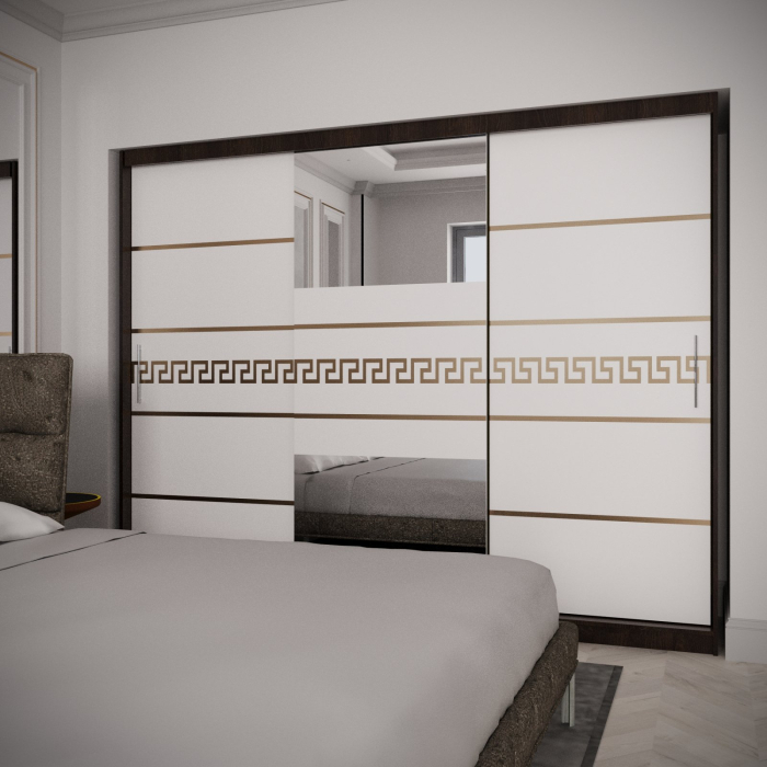 Dulap Kenzo Gold cu Oglinda Wenge&Alb 230*200 [2]