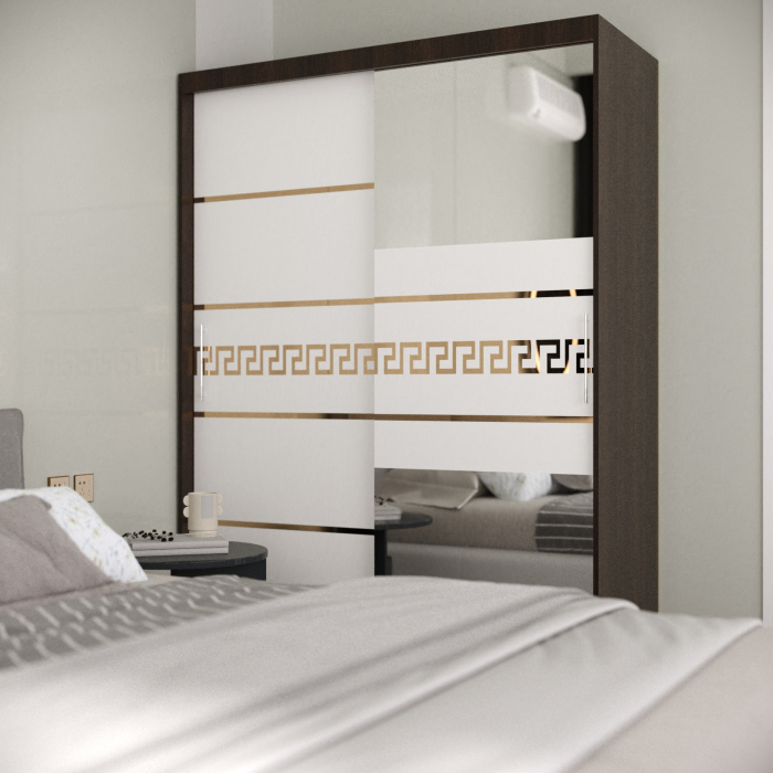 Dulap Kenzo Gold cu Oglinda Wenge&Alb [2]