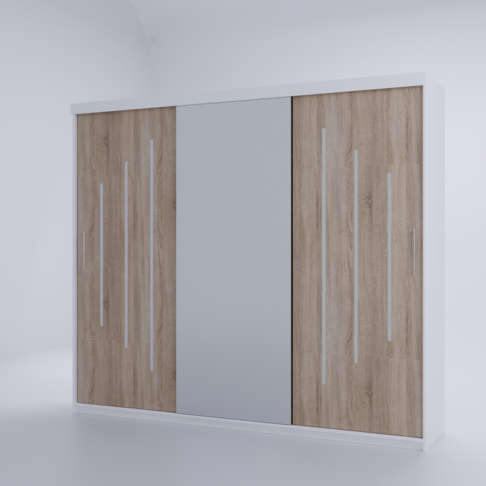 Dulap Kenzo Space 230*200 Cu Oglinda Alb&Sonoma [4]