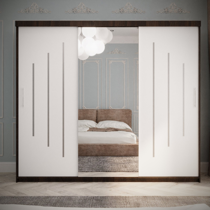 Dulap Kenzo Space 230*200 Cu Oglinda Wenge&Alb [1]