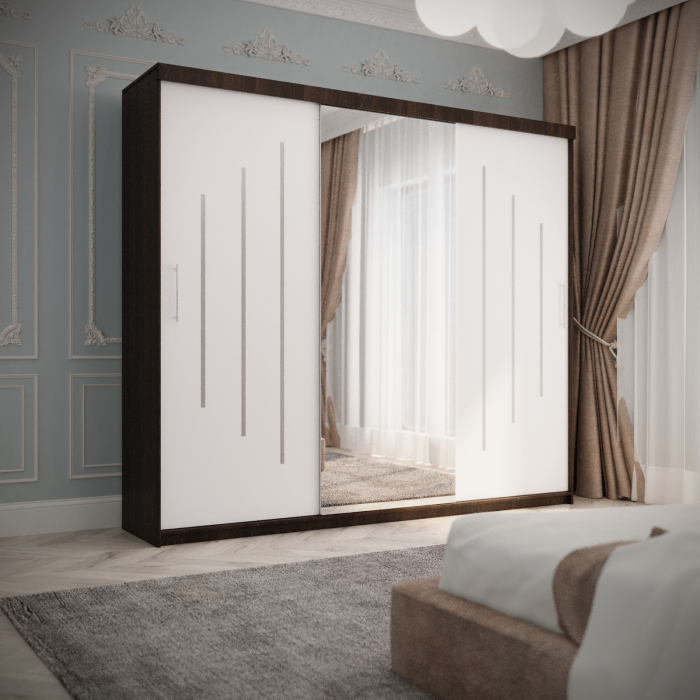 Dulap Kenzo Space 230*200 Cu Oglinda Wenge&Alb [2]