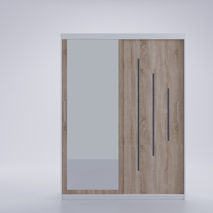 Dulap Kenzo Space cu Oglinda 200*200 Alb&Sonoma [4]