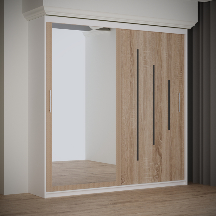 Dulap Kenzo Space cu Oglinda 200*200 Alb&Sonoma [2]