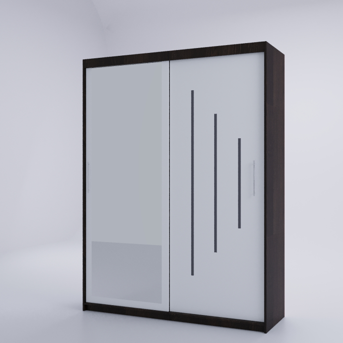 Dulap Kenzo Space cu Oglinda 200*200 Wenge&Alb [3]