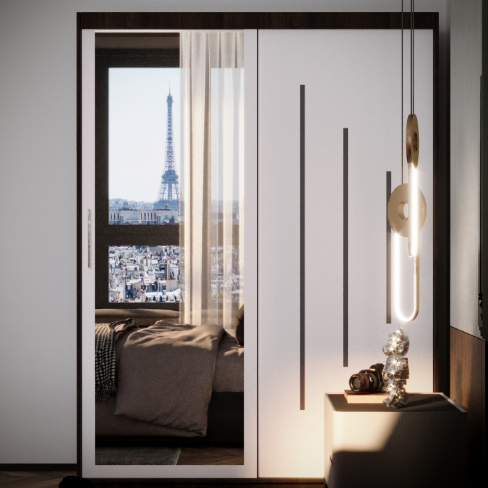 Dulap Kenzo Space cu Oglinda Wenge&Alb [1]