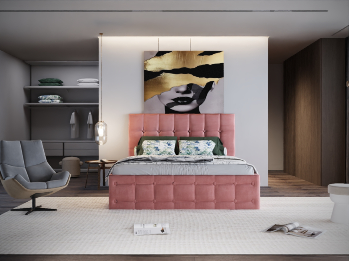 Pat Regal Tapitat Roz fara Saltea 160x200 [1]