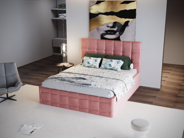 Pat Regal Tapitat Roz fara Saltea 160x200 [2]