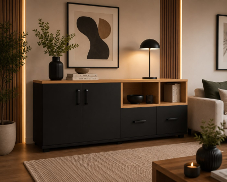 COMODE - COMODA TV EMMA 160 NEGRU