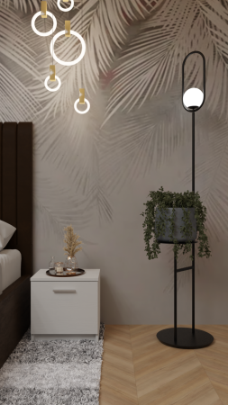 Dormitor Cairo Pat Tapitat Dressing 200x200 Alb Cu Oglinda [3]